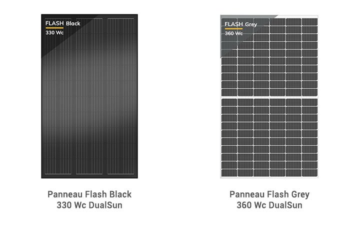 Comparaison panneaux Flash Black et Grey DualSun
