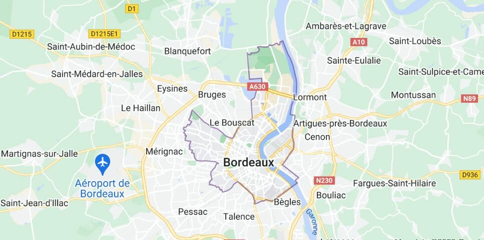 plan d'intervention de nos installateurs autour de Bordeaux